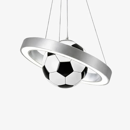 Silver soccer pendant chandelier finish
