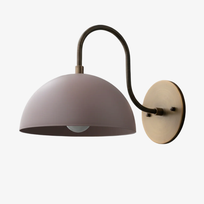 Curva Metal  Industrial Wall Sconce - Curved Brass Arm - Hammered Dome Light Fixture