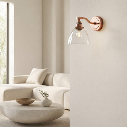 Novera Wall Light Collection – Glass Shade Finishes in Brass Silver Nickel Copper – Residential and Boutique Hospitality