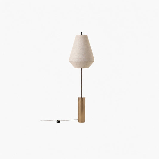 Zalen Stehlampe – Pendelleuchte im mehrlagigen Leinen-Design aus gealtertem Messing für das Wohnzimmer