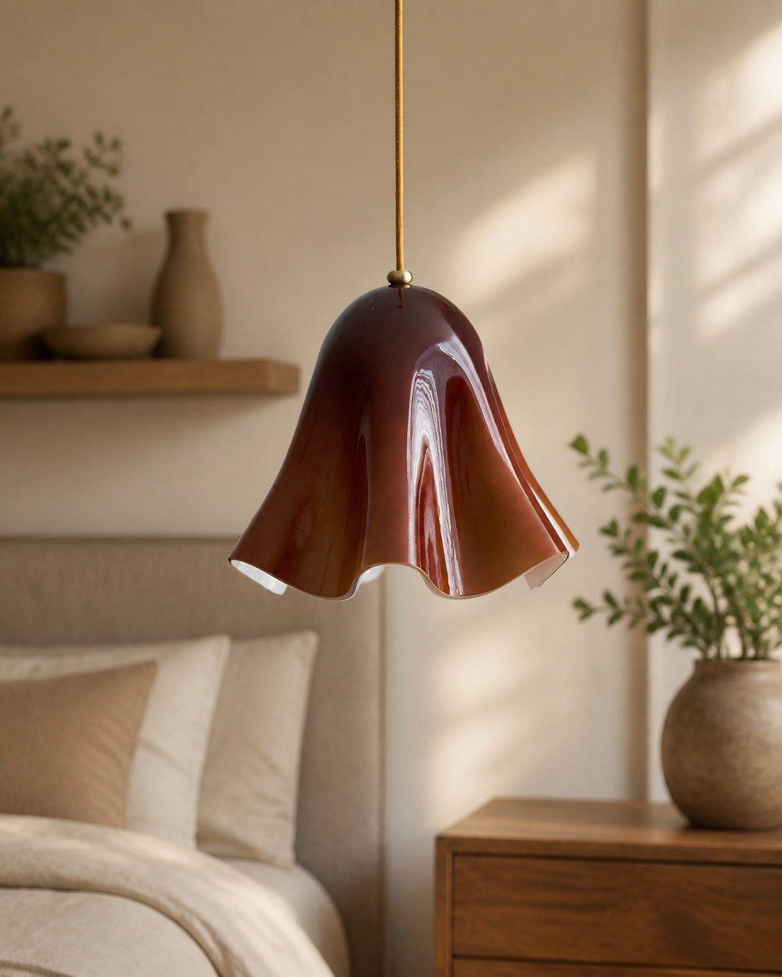 Bellina Artistic Glass Pendant Light - Modern Bloom Inspired Hanging Ceiling Lamp