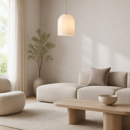 Vega Glas-Hängeleuchte in Champagner-Optik mit Eisenrahmen – Moderne Leuchte mit Glasschirm für Esszimmer oder Küche