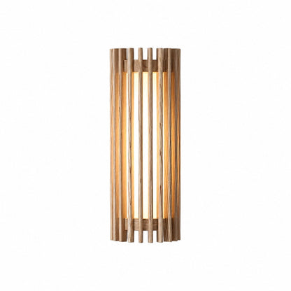Boskelux Walnut Wall Lamp – Curved Backplate and Diffused Glow for Living Rooms or Hallways