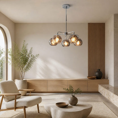 Tracian Glass Mid-Century Modern Globe Pendant Light for Dining Room