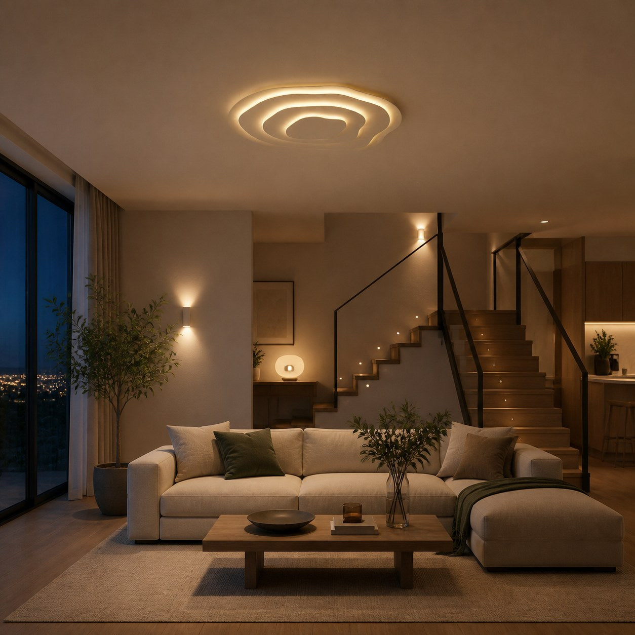 Aeris Mimir Wellenförmige Acryl-Deckenleuchte, moderne minimalistische Aufbauleuchte für Wohnzimmer und Schlafzimmer