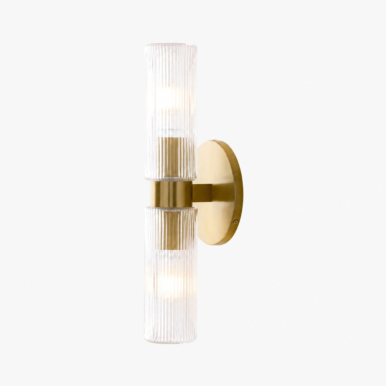 Rivora Doppel-Wandleuchte aus geriffeltem Glas, kurze Form, für drinnen und draußen, elegante Wandleuchte