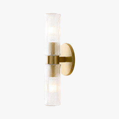 Rivora Doppel-Wandleuchte aus geriffeltem Glas, kurze Form, für drinnen und draußen, elegante Wandleuchte