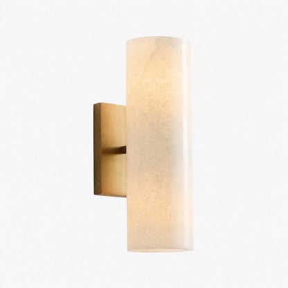 Wolvina Natural Marble Tube Sconce with Sleek Metal Details