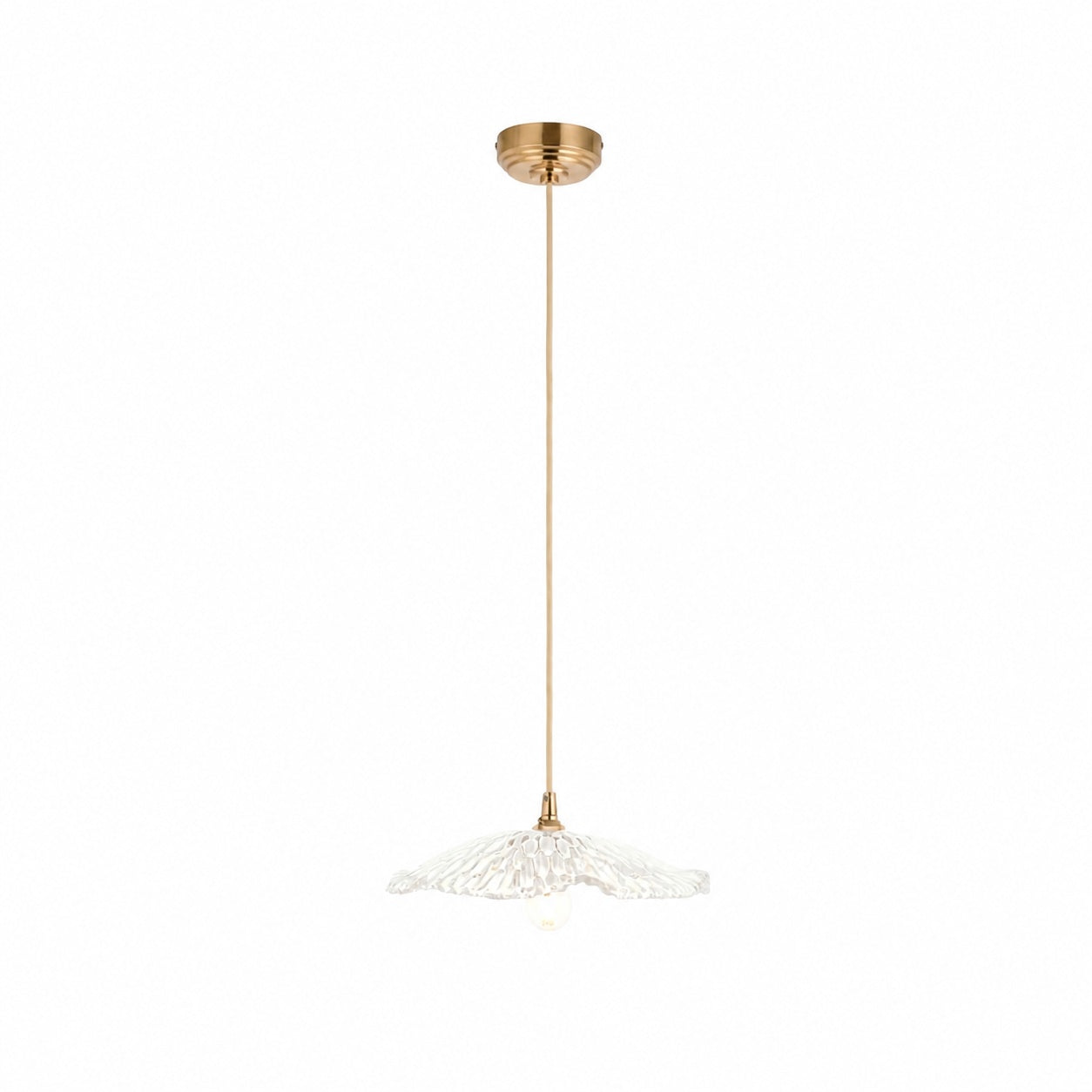 Floriaxis Floral Glass Pendant Light — Floral Glass Shade with Braided Cable for Kitchen or Dining