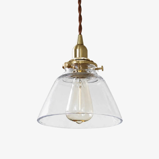 Brass glass pendant light on a clean white background