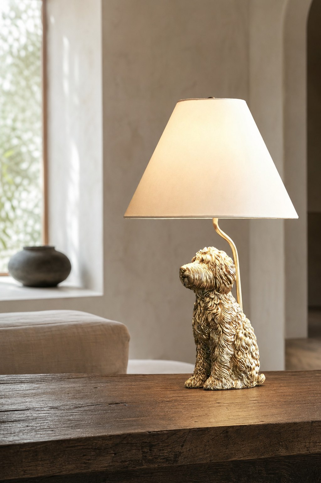 Pawdia Einzigartige Tischlampe – Dekorative Keramik-Tier-Nachttischlampe