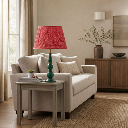 Grainora Table Lamp with Wooden Grain Base – Fabric Lampshade for Living Rooms