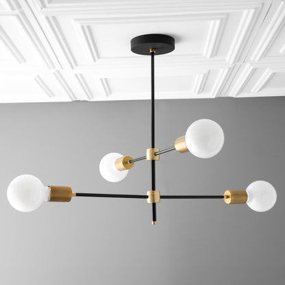 Mobilux Line Black and Brass Chandelier - Contemporary Globe Ceiling Hanging Light
