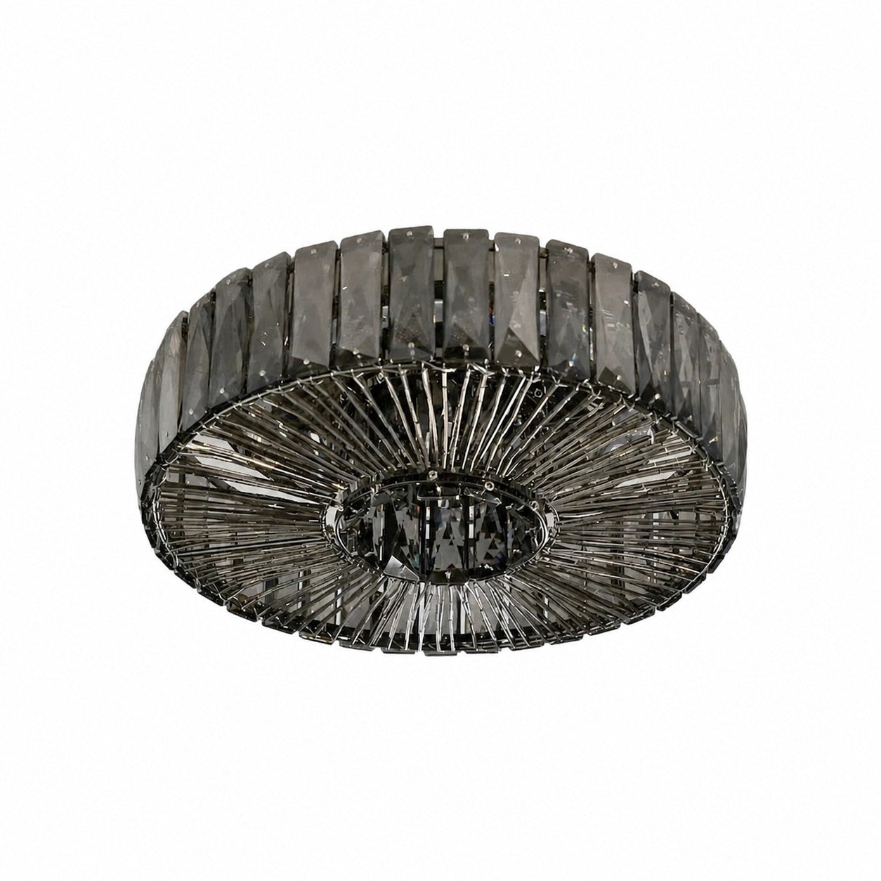 Glomar Glass Round Flush Ceiling Light - Modern Metal Glass Finish Living Areas