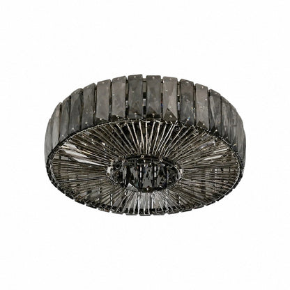 Glomar Glass Round Flush Ceiling Light - Modern Metal Glass Finish Living Areas