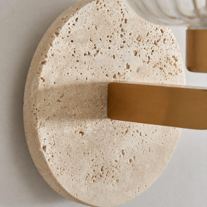 Korlisse Modern Marble Wall Light - Vintage Brass & Clear Glass Accent for Living Room and Hallway