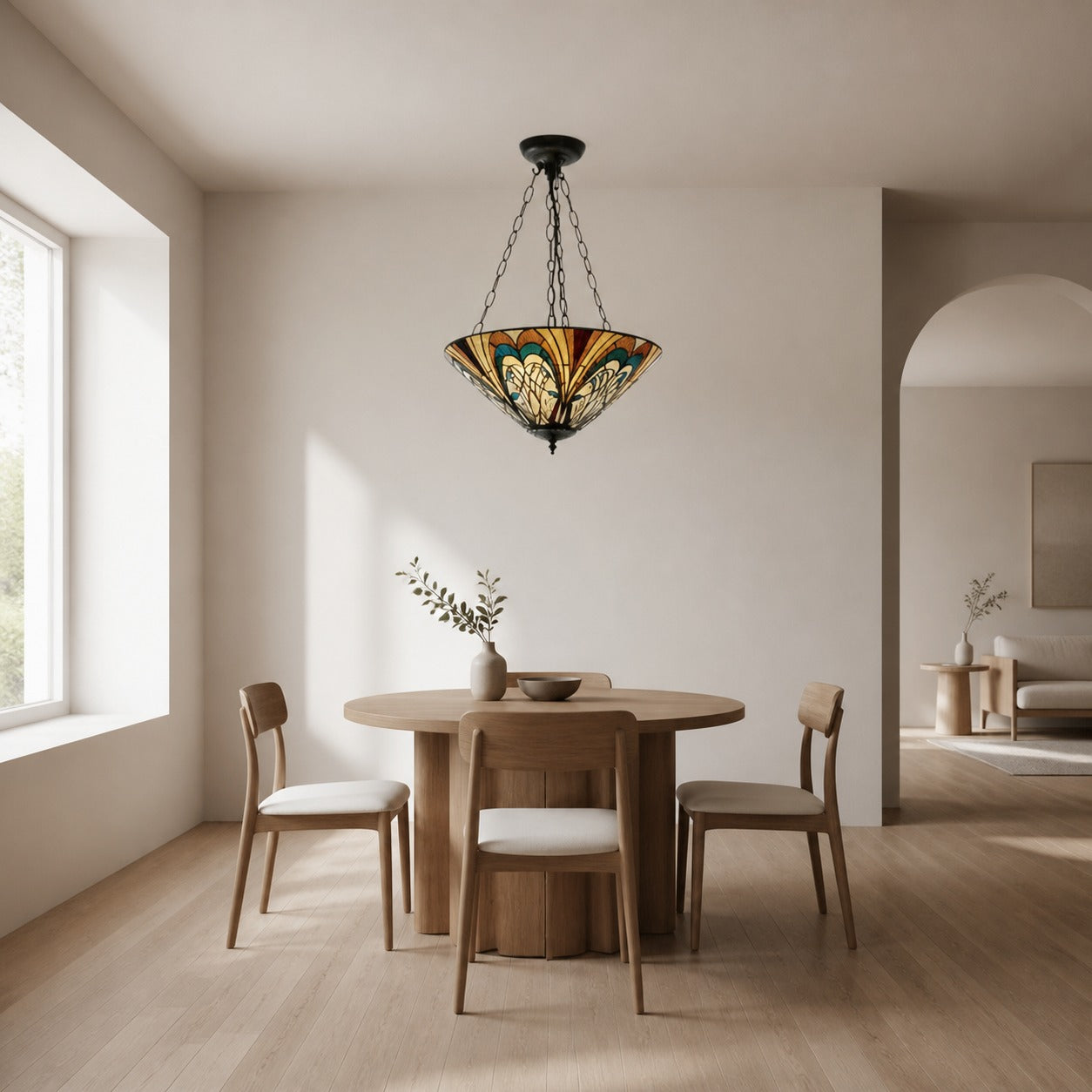 TF Hector Deckenleuchte – Handgefertigtes Buntglas-Design, Einbau- oder Pendelleuchte für Zuhause