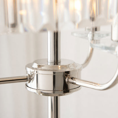Beveline 3 Light Round Floor Lamp - Faceted Cut Glass Shades Classic Metal Finish For Living Rooms