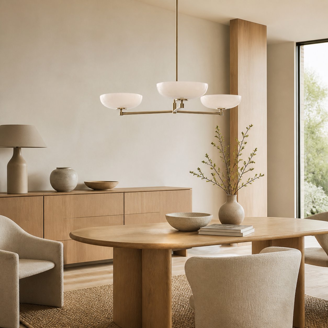 Vega Glas-Kronleuchter im Mid-Century-Modern-Stil mit Glasschirmen für Esszimmer und Kücheninsel