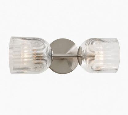 Bravira Wandleuchte aus geripptem Glas – Wandleuchte aus Metall mit klarem Glasschirm