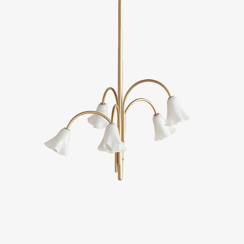 Bellina Sculptural Glass Lily Chandelier – Modern Romantic Pendant Light for High Ceilings