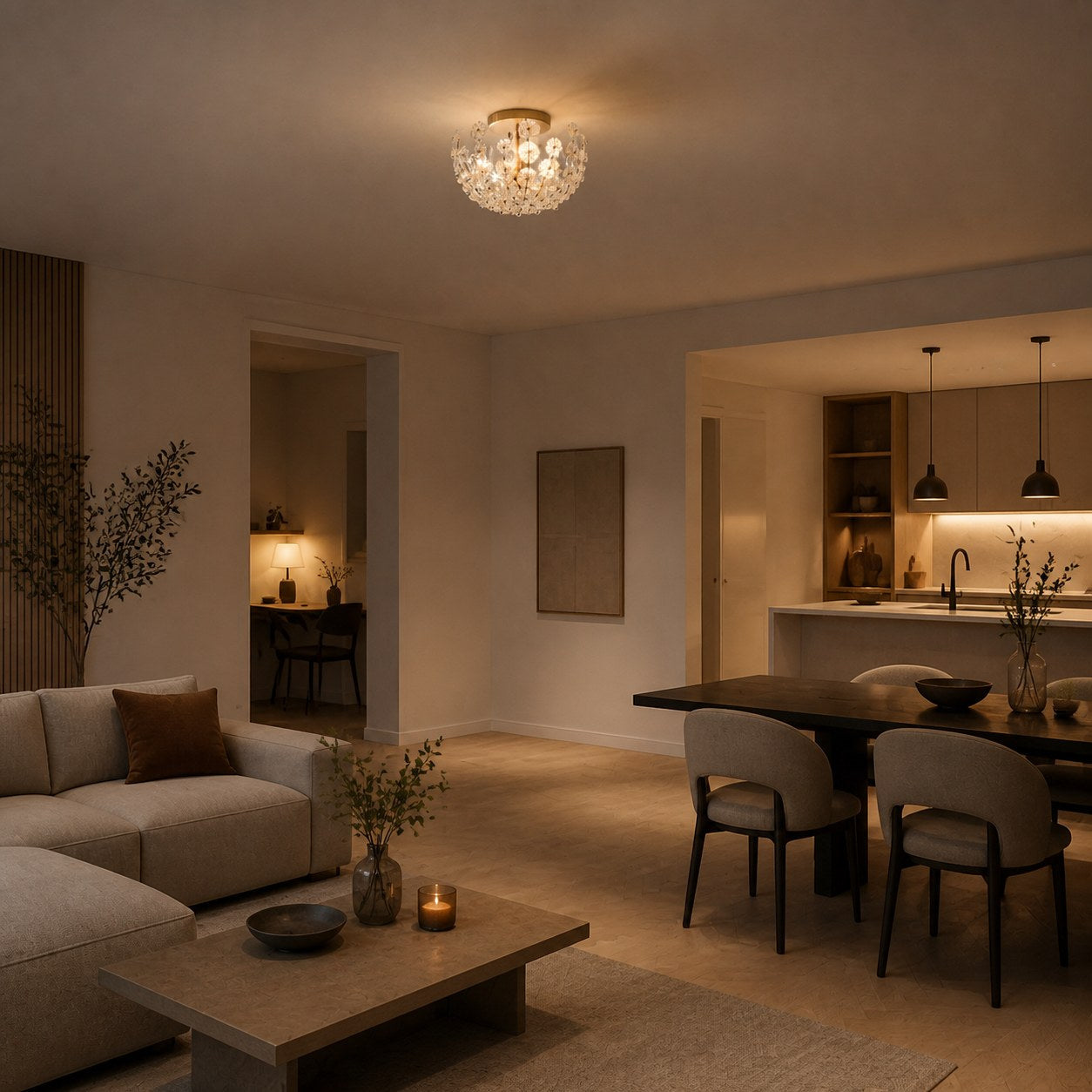 Petala Artistic Metal Semi Flush Ceiling Lamp – Statement Glass Fixture for Home Interiors