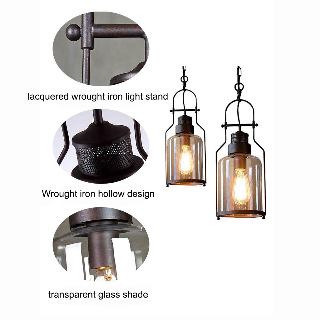 Industrial Vintage Metall Glas Pendelleuchte