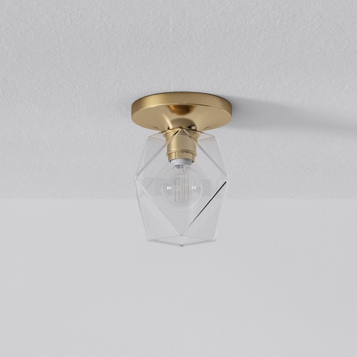 Talvior Sculptural Flush Mount Ceiling Light – Faceted Glass for Modern Interiors