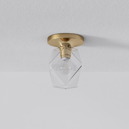 Talvior Sculptural Flush Mount Ceiling Light – Faceted Glass for Modern Interiors