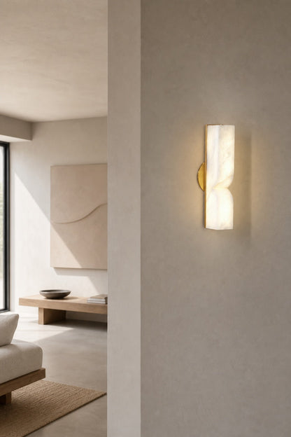 Modern Rectangular Alabaster Wall Lamp – Minimalist Sconce for Bedroom Hallway Living Room