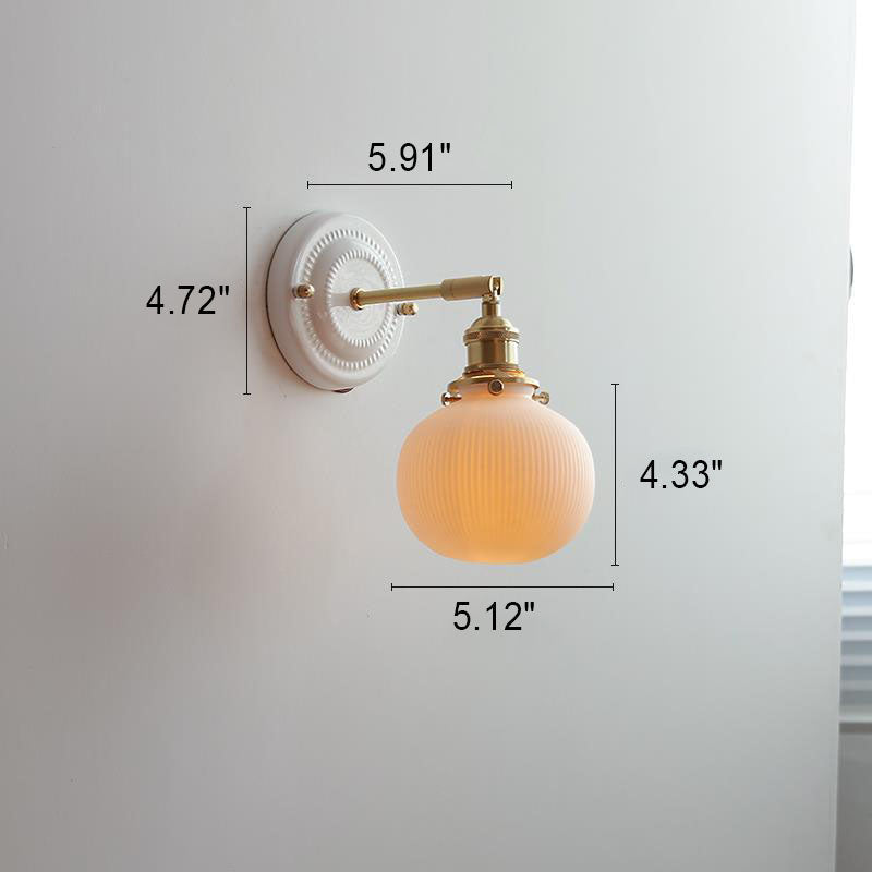 Japanische Vintage Wandlampe aus Keramik und Messing mit 1 Leuchte
