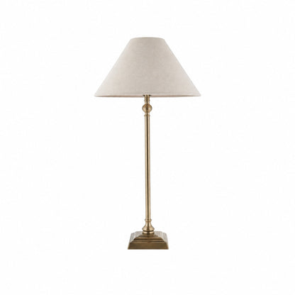 Zevatik Table Lamp with Slim Stem and Linen Shade for Bedside Lighting