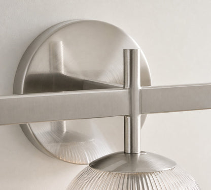 Bravira Wandleuchte aus geripptem Glas – Wandleuchte aus Metall mit klarem Glasschirm
