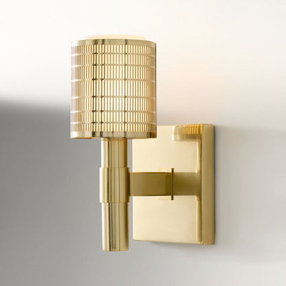 Galvia Modern Perforated Metal Sconce – Sleek Champagne Bronze Wall Light for Hallways