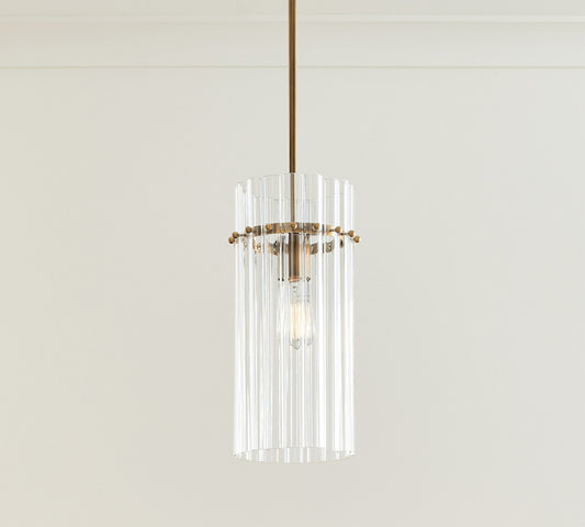 Lumora Crystal Pendant Light – Elegant Tumbled Brass & Cut Glass