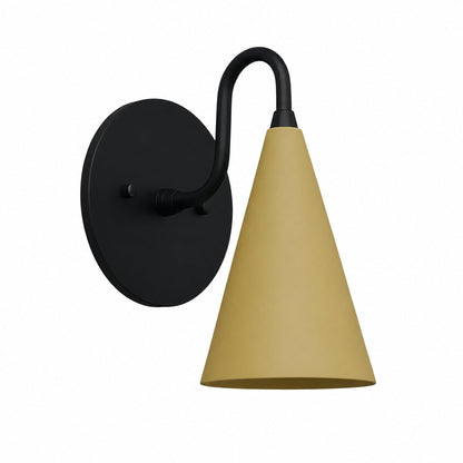 Curva Metal Cone Shade Sconce – Vintage Brass Wall Light for Entryway or Stairwell