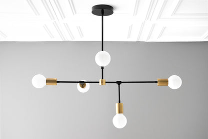 Mobilux Line 5 Light Chandelier - Modern Ceiling Hanging Lamp for Dining Room