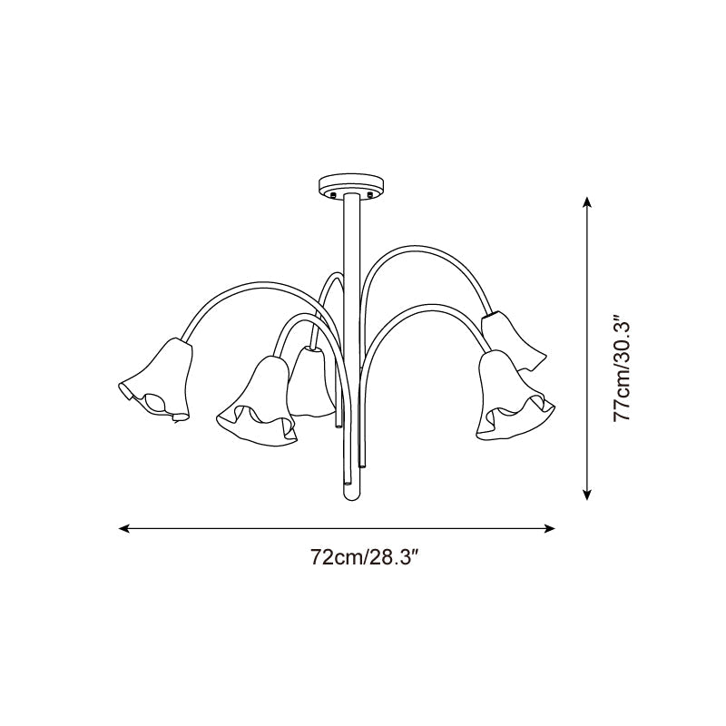 Bellina Sculptural Glass Lily Chandelier – Modern Romantic Pendant Light for High Ceilings