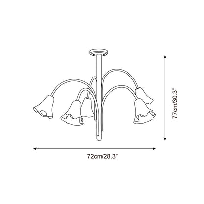 Bellina Sculptural Glass Lily Chandelier – Modern Romantic Pendant Light for High Ceilings