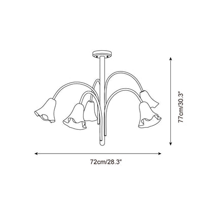 Bellina Modern Romantic Chandelier - Botanical Lily Design with Glass Flowers