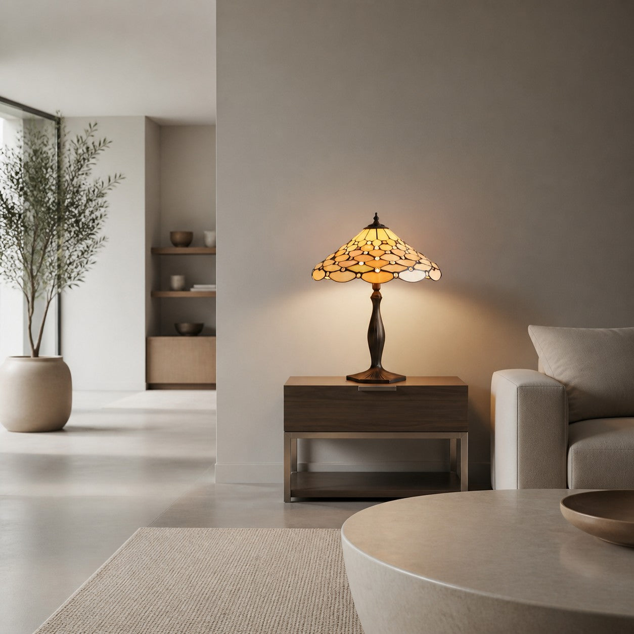 TF Pearl Tischleuchte aus Buntglas – Stimmungslicht für Schlaf- und Wohnzimmer