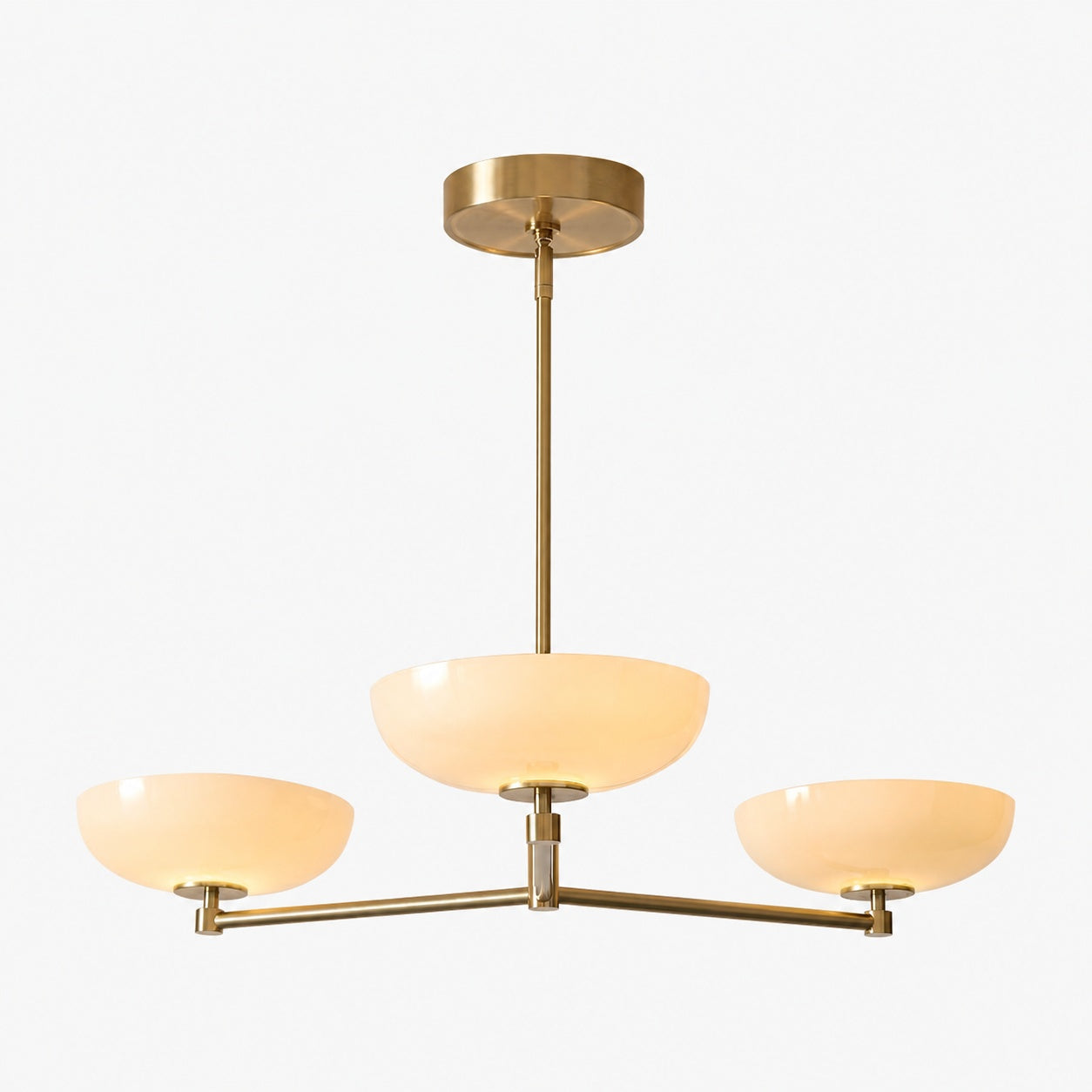 Vega Glas-Kronleuchter im Mid-Century-Modern-Stil mit Glasschirmen für Esszimmer und Kücheninsel