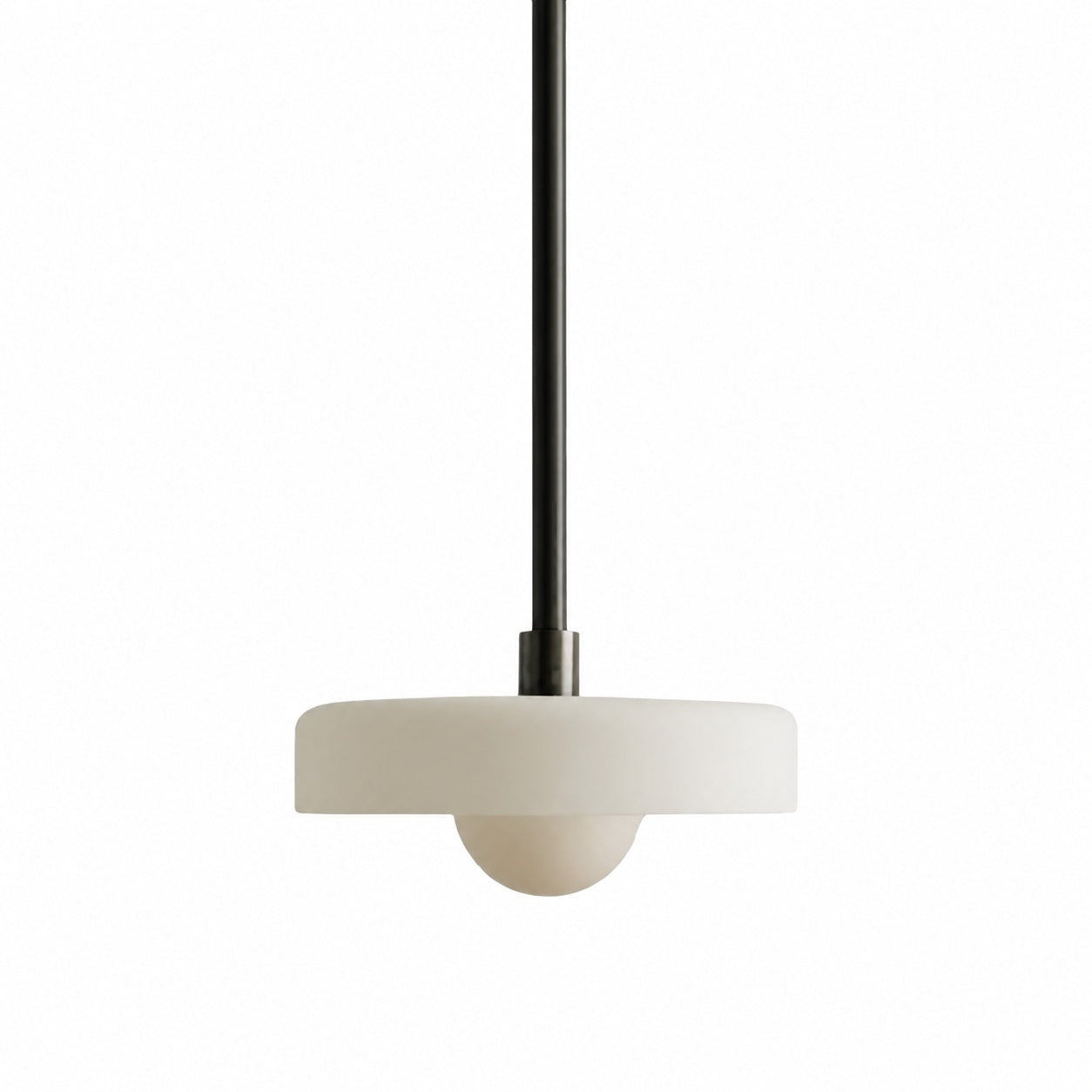 Kalo Modern Pendant Light - Sleek Metal Rod and Disc Orb Glass Design