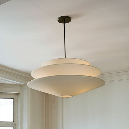 Solivara Soft Layered Linen Pendant Light with Modern Silhouette for Living and Dining Spaces