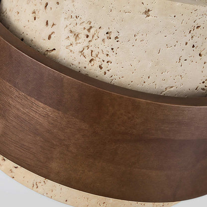 MokuStone Wabi Sabi Travertine Ceiling Lamp - Textured Stone Flush Mount Lighting for Home