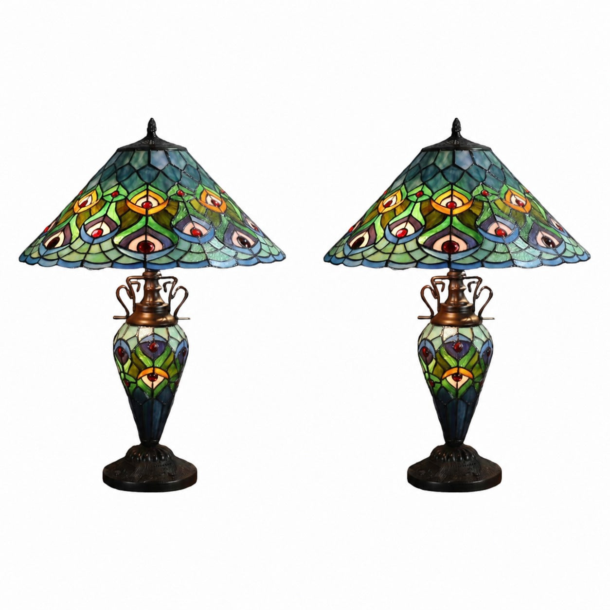 TF Oldbury Desk Lamp - Handcrafted Stained Glass Lamp for Bedroom Reading