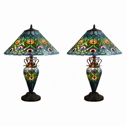 TF Oldbury Desk Lamp - Handcrafted Stained Glass Lamp for Bedroom Reading