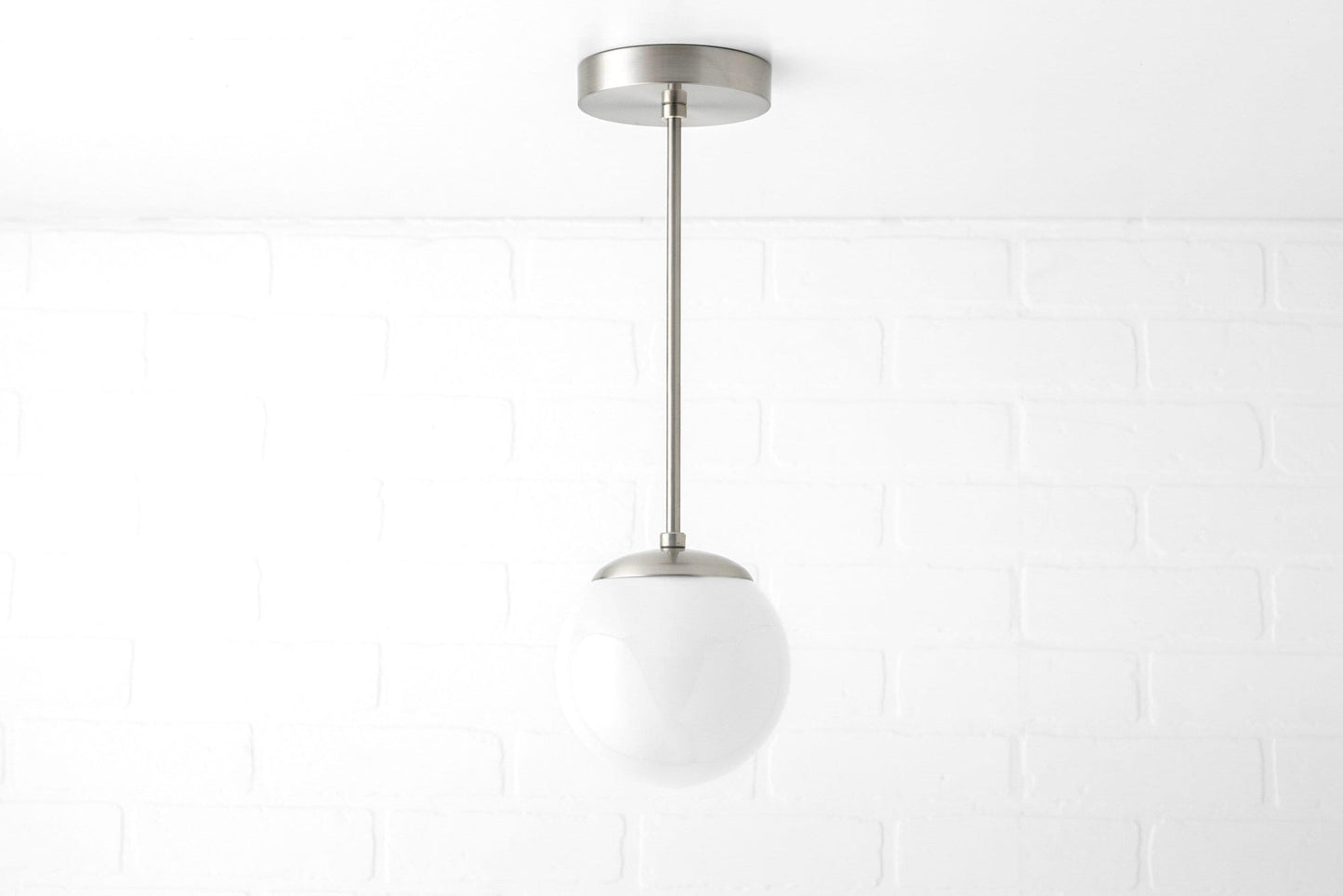 Glorica Glass White Globe Pendant Light - Mid Century Modern Glass Hanging Fixture