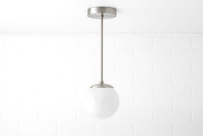 Glorica Glass White Globe Pendant Light - Mid Century Modern Glass Hanging Fixture