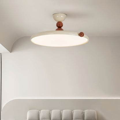 Beige Round Retro Flush Mount Ceiling Light